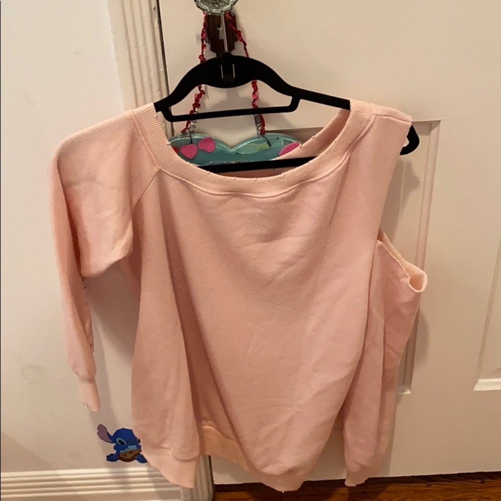 Arrive light pink off the shoulder sweater